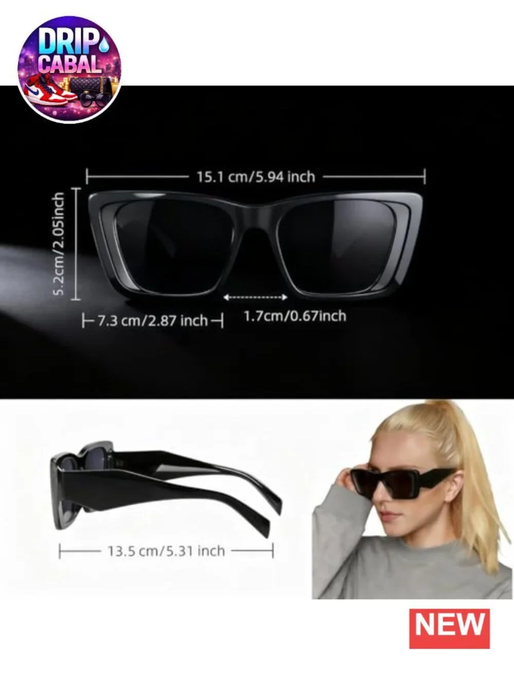 Oversized Square Sunglasses Women Retro UV Protection Plastic Frame